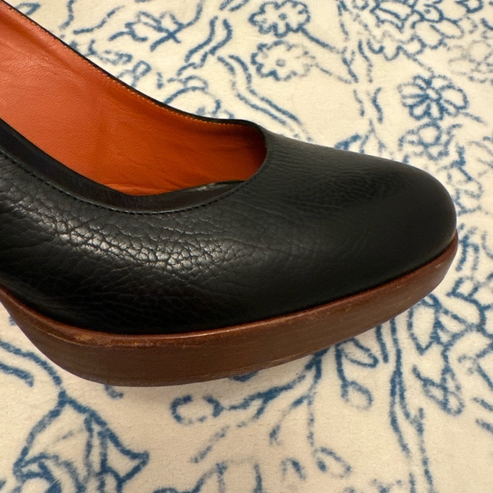Loro Piana black embossed leather platform slingbacks size 40 - Picture 3 of 5
